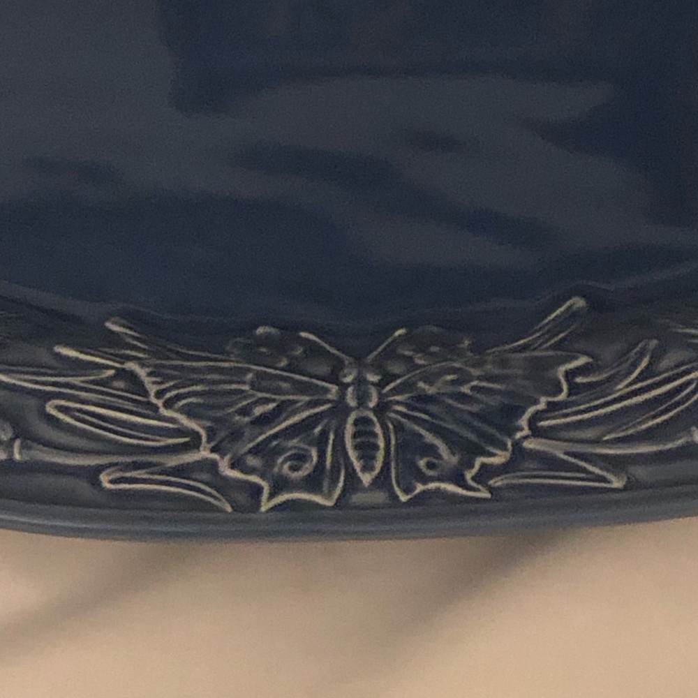 Bordallo Pinheiro Platter Blue Butterflies Vintage BEAUTIFUL BLUE BUTTERFLIES! - Picture 15 of 16